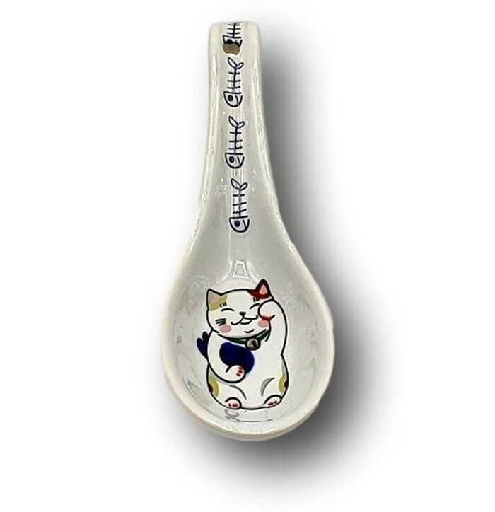 Kawaii Lucky Cat Spoon Blue Fish 13.8x4.8cm image