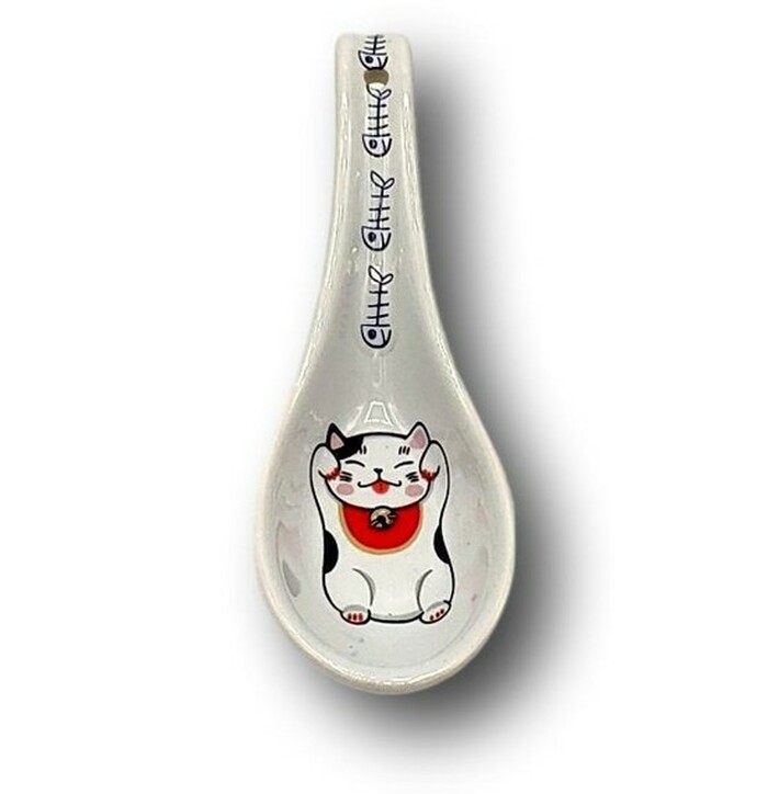 Kawaii Lucky Cat Spoon Red Bell 13.8x4.8cm image