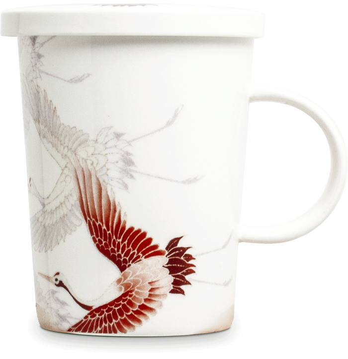 Emro Ceramic Tea Cup w/Filter, Crane  9.5 cm image