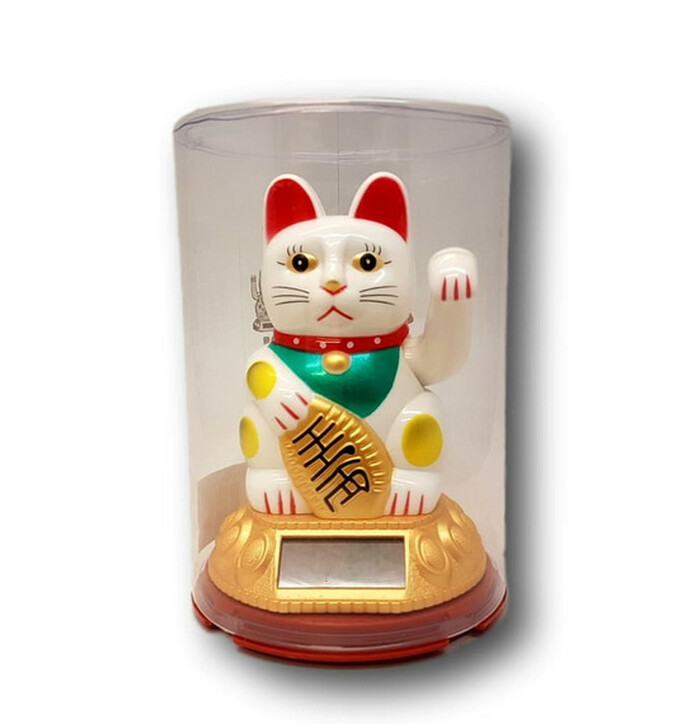 Solar-powered Shohuku Cat  8 cm White image