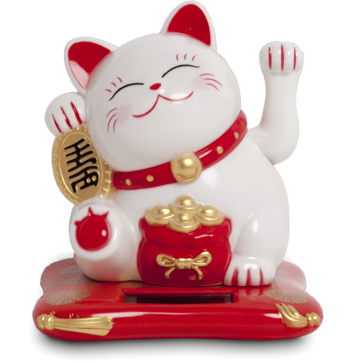 EMRO Solar-Powered Maneki-neko Cat  10 cm White image