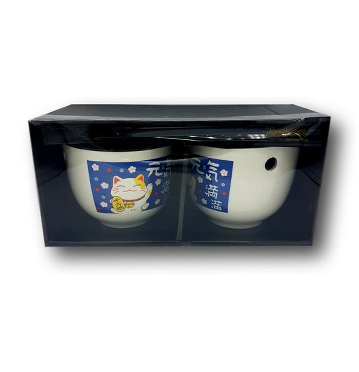 Emro Lucky Cat Bowl with Chopsticks 2 st / Blue image