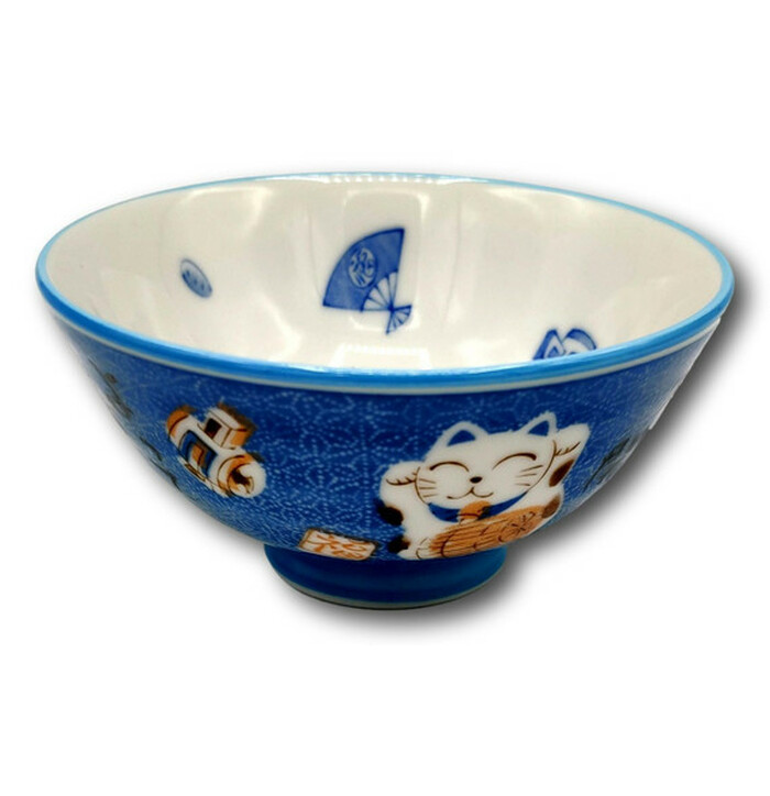 Tokyo Japanese Cat Bowl Blue 11.2x6cm image