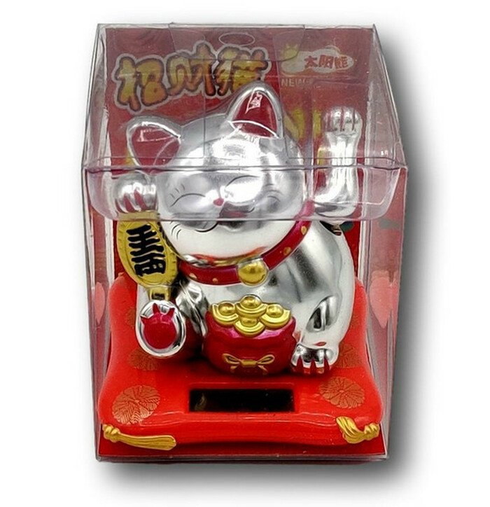 EMRO Solar-Powered Maneki-neko Cat  10 cm White image