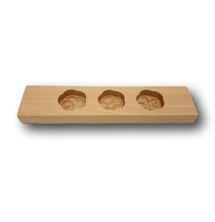 ORIENTAL 3 Flower Wooden Cake Mold  28x7 cm image