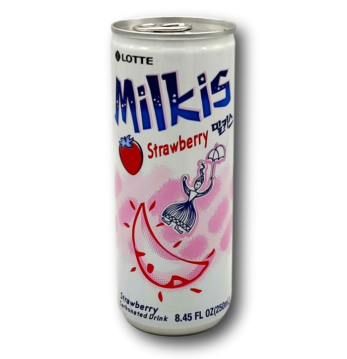 Lotte Milkis Strawberry Soda Drink 250 ml image