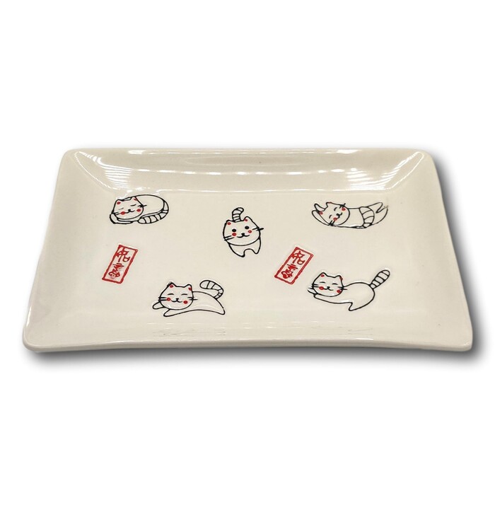 Happy cat Sushi plate <br />
<br />
20x12,5x3 cm image