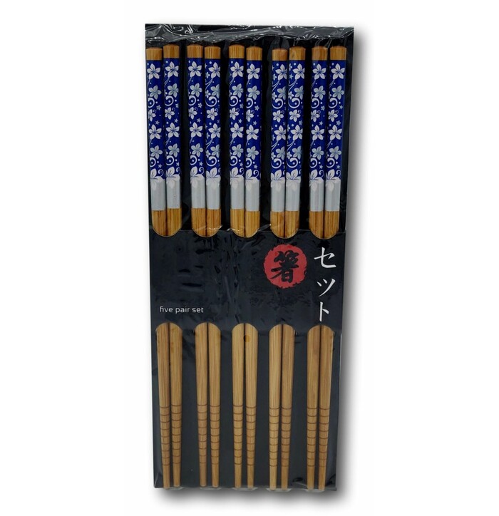 Flowers Chopsticks set Blue 5 pairs image